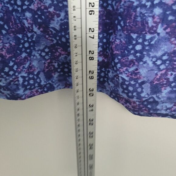 Vintage 90s blue purple linen blend midi abstract floral print skirt size large - Picture 6 of 6